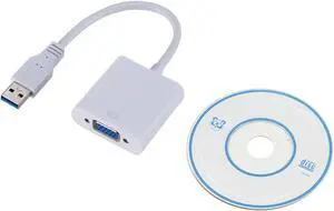 USB3.0 to VGA Adapter USB 3. to External Graphics Card Supports WIN7/8/10 HD Conversion(White) USB3.0 to VGA Adapter USB 3. to External Graphics Card Supports WIN7/8/10 HD Conversion(White)