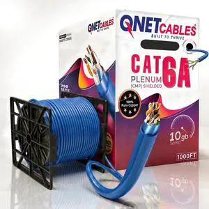 Cat6A Shielded Bulk Ethernet Cable 1000ft Yellow, CMP Plenum Rated F/UTP Internet Network Cable, 23AWG Solid Bare Copper, 750MHz, 10Gbps, PoE++ Compatible, Reel-in-Box (Blue) Cat6A Shielded Bulk Ethernet Cable 1000ft Yellow, CMP Plenum Rated F/UTP Internet Network Cable, 23AWG Solid Bare Copper, 750MHz, 10Gbps, PoE++ Compatible, Reel-in-Box (Blue)
