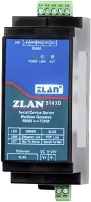 1Pcs ZLAN5143D Din Rail Mounting Serial to Ethernet Device Server Modbus Gateway RS485 to TCP/IP DC9-24V(Kit3) 1Pcs ZLAN5143D Din Rail Mounting Serial to Ethernet Device Server Modbus Gateway RS485 to TCP/IP DC9-24V(Kit3)