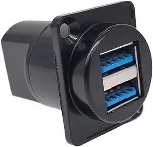 1PC D Type Metal Double-Row USB Socket Female to Female USB 2.0 3.0 Connector Panel Mounting Black(USB-3.0) 1PC D Type Metal Double-Row USB Socket Female to Female USB 2.0 3.0 Connector Panel Mounting Black(USB-3.0)