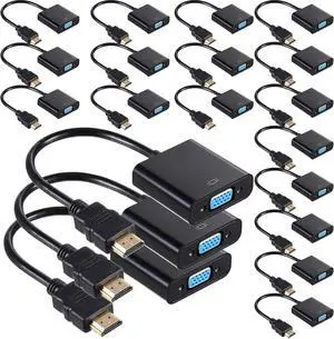 Crystal Clear 20-Pack Gold-Plated HDMI to VGA Cable 1080P Full HD for Raspberry Pi - Black Crystal Clear 20-Pack Gold-Plated HDMI to VGA Cable 1080P Full HD for Raspberry Pi - Black