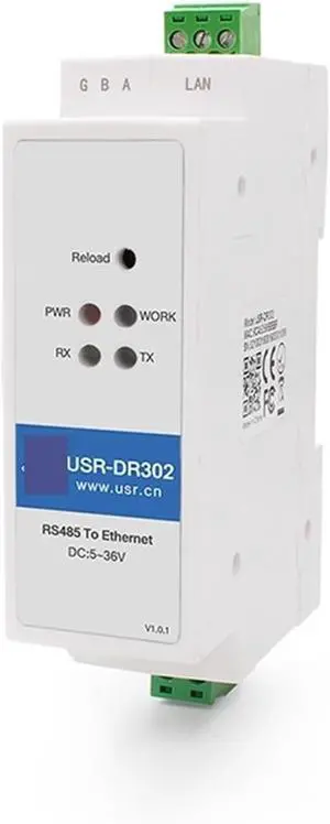 DR302 Din Rail Serial RS485 to Ethernet TCP/IP RJ45 Server Module Ethernet Converter Modbus RTU to Modbus Unit DR302 Din Rail Serial RS485 to Ethernet TCP/IP RJ45 Server Module Ethernet Converter Modbus RTU to Modbus Unit