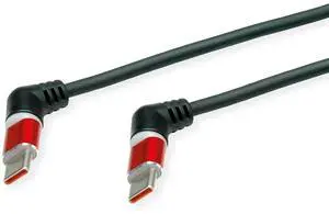 ROLINE USB 2.0 Cable, Type C - C, ST/ST, 360° Rotation, 60 W, Spiral Cable, Black/Red, 1.5 m ROLINE USB 2.0 Cable, Type C - C, ST/ST, 360° Rotation, 60 W, Spiral Cable, Black/Red, 1.5 m