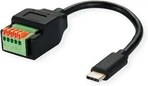 ROLINE USB Type-C Male to 5 Pin Terminal Block Adapter (Push Buttons) 15cm ROLINE USB Type-C Male to 5 Pin Terminal Block Adapter (Push Buttons) 15cm