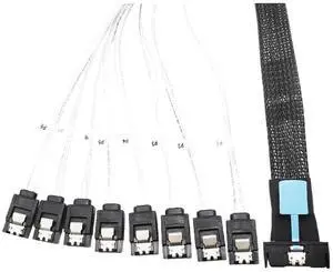 0.5M PCI-E Slimline S-AS SFF-8654 8I to 8X SATA Cable PCI-E5.0 Server Hard Drive Conversion Cable SFF-8654 74P to 8*SATA 7P Cord 0.5M PCI-E Slimline S-AS SFF-8654 8I to 8X SATA Cable PCI-E5.0 Server Hard Drive Conversion Cable SFF-8654 74P to 8*SATA 7P Cord