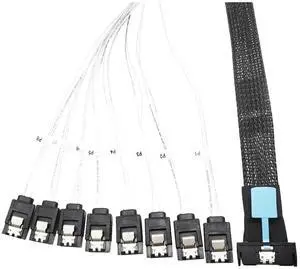 0.5M Cable Server Hard Drive Conversion Cable PCIe5.0 Slimline SFF8654 8i to 8*SATA Cable Slimline X8 to 8*SATA Cord 0.5M Cable Server Hard Drive Conversion Cable PCIe5.0 Slimline SFF8654 8i to 8*SATA Cable Slimline X8 to 8*SATA Cord