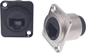 D Type RJ45 Connector CAT6 Female Metal Socket Panel Mounting Black Silvery 1Pcs(Black) D Type RJ45 Connector CAT6 Female Metal Socket Panel Mounting Black Silvery 1Pcs(Black)