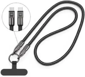 LAZOS L-SSCC120BK 2-in-1 Smartphone Strap CtoC Charging Cable PD 47.2 inches (120 cm) Black LAZOS L-SSCC120BK 2-in-1 Smartphone Strap CtoC Charging Cable PD 47.2 inches (120 cm) Black