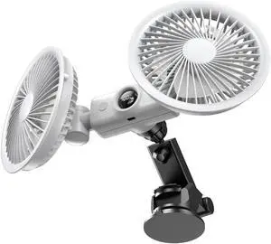 Dual Head Car Fan with Strong Suction and 3 Speeds USB Powered Dashboard Cooling Air Wall Fan for Sedan SUV RV Auto Vehicles Home Windshield (White) Dual Head Car Fan with Strong Suction and 3 Speeds USB Powered Dashboard Cooling Air Wall Fan for Sedan SUV RV Auto Vehicles Home Windshield (White)