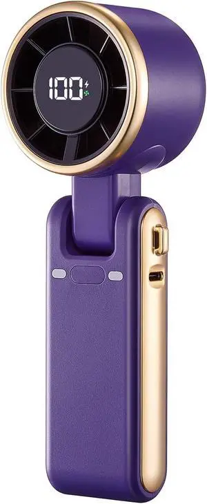 Portable Handheld Turbo Fan - 5 Gear High Speed 4000mah Rechargeable Mini Personal Hand Fan Blow Cold Air, Battery Operated Travel Essentials, for Women, Men Purple a Portable Handheld Turbo Fan - 5 Gear High Speed 4000mah Rechargeable Mini Personal Hand Fan Blow Cold Air, Battery Operated Travel Essentials, for Women, Men Purple a
