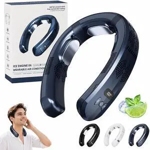 Rechargeable Bladeless Neck Air Conditioner Fan, Long Endurance Portable Bladeless Cooling Plate, 3 Adjustable Settings, Dual Hot and Cold Modes, Quiet Lightweight Wearable Neck Fanblue Rechargeable Bladeless Neck Air Conditioner Fan, Long Endurance Portable Bladeless Cooling Plate, 3 Adjustable Settings, Dual Hot and Cold Modes, Quiet Lightweight Wearable Neck Fanblue