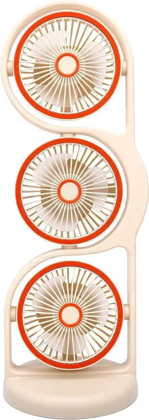 YUYTE 3 Head Fan 3 Speed USB Rechargeable Portable Desk Fan with 360 Degree Air Circulation for Study Work Office Outdoor Home (Beige) YUYTE 3 Head Fan 3 Speed USB Rechargeable Portable Desk Fan with 360 Degree Air Circulation for Study Work Office Outdoor Home (Beige)
