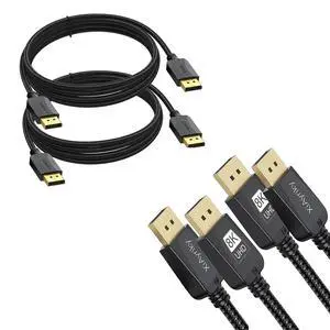4K DP Cable & 8K DP 1.4 Cable 10FT 2-Pack Bundle - Dual Performance for Gaming (4K@144Hz/2K@165Hz & 8K@60Hz/4K@240Hz), 21.6Gbps & 32.4Gbps, Compatible with Monitor/Graphics Card 4K DP Cable & 8K DP 1.4 Cable 10FT 2-Pack Bundle - Dual Performance for Gaming (4K@144Hz/2K@165Hz & 8K@60Hz/4K@240Hz), 21.6Gbps & 32.4Gbps, Compatible with Monitor/Graphics Card