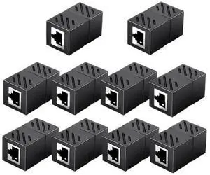 RJ45 Connector Cat7/6/5e Ethernet Adapter 8P8C Network Extender Extension Cable for Ethernet Cable Female to Female(Black 10pcs) RJ45 Connector Cat7/6/5e Ethernet Adapter 8P8C Network Extender Extension Cable for Ethernet Cable Female to Female(Black 10pcs)