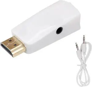 HDMI-Compatible to V/GA Cord Converter Male to Famale Adapter 3.5mm Ja-ck Full HD 1080P for TV PC Laptops Tablet(White with Cable) HDMI-Compatible to V/GA Cord Converter Male to Famale Adapter 3.5mm Ja-ck Full HD 1080P for TV PC Laptops Tablet(White with Cable)
