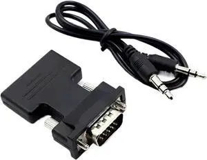 HDMI-Compatible Female to V/GA Male Converter Adapter with 3.5mm Cord for P;S/4 M>oni>tor Projector PC Laptops 1080P HD to HDMI-Compatible Female to V/GA Male Converter Adapter with 3.5mm Cord for P;S/4 M>oni>tor Projector PC Laptops 1080P HD to