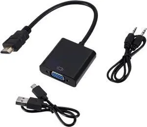 1080P HDMI to V/GA Converter HDMI-Compatible Male to Female Adapter with 3.5mm Ja-ck Power Supply Cord for PC 1080P HDMI to V/GA Converter HDMI-Compatible Male to Female Adapter with 3.5mm Ja-ck Power Supply Cord for PC