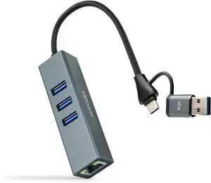 Nanocable 10.03.0412 USB-C Converter + USB-A/M 3.0 to Ethernet + 3X USB-A 3.0, Aluminium, Grey, 15 cm Nanocable 10.03.0412 USB-C Converter + USB-A/M 3.0 to Ethernet + 3X USB-A 3.0, Aluminium, Grey, 15 cm