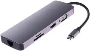 Daguys WS-11 8 in 1 Type-C to HDMI + VGA + SD + TF + RJ45 + PD + 2 x USB3.0 HUB Adapter Converter Daguys WS-11 8 in 1 Type-C to HDMI + VGA + SD + TF + RJ45 + PD + 2 x USB3.0 HUB Adapter Converter
