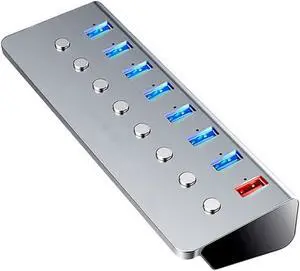 Port USB Hub Splitter with Charging Port USB Divider Extender for Laptops and Computers with Independent Switch for Business Travel and Daily Use Port USB Hub Splitter with Charging Port USB Divider Extender for Laptops and Computers with Independent Switch for Business Travel and Daily Use