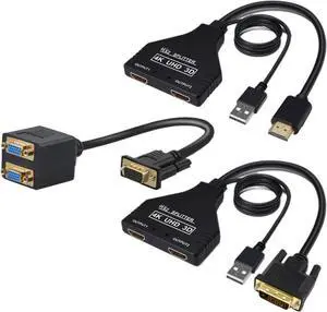 HDTV 4K 30Hz HDMI Splitter 1 in 2 Out Video V/GA Cord to DVI 24 to Hdmi Adapter for TV Box M>oni>tor Projector 15m(DVI-D add US Adapter) HDTV 4K 30Hz HDMI Splitter 1 in 2 Out Video V/GA Cord to DVI 24 to Hdmi Adapter for TV Box M>oni>tor Projector 15m(DVI-D add US Adapter)