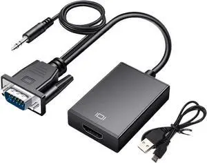 V/GA to HDMI-Compatible Converter Full HD 1080P Adapter Cord with Output for PC to HDTV Projector V/GA to HDMI-Compatible Converter Full HD 1080P Adapter Cord with Output for PC to HDTV Projector