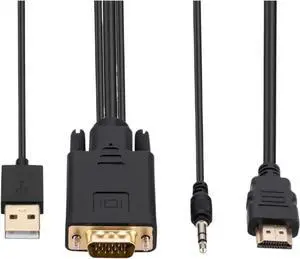 1.8m V/GA to HDMI-Compatible Cord HD 1080P Male to HDMI with USB Power Supply Adapter for HDTV Projector 1.8m V/GA to HDMI-Compatible Cord HD 1080P Male to HDMI with USB Power Supply Adapter for HDTV Projector