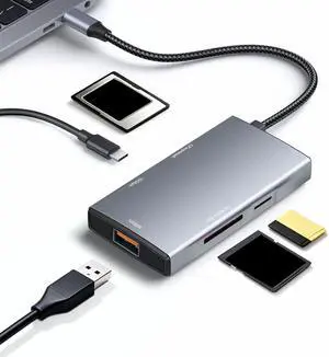 Fabater USB Hub 3.0, 10Gbps 5 in 1 Aluminum USB C Hub with SD Card Reader, Multi Ports USBs Expander for PC, Laptop, Console, Camera, Simultaneous 3 Card Reading Fabater USB Hub 3.0, 10Gbps 5 in 1 Aluminum USB C Hub with SD Card Reader, Multi Ports USBs Expander for PC, Laptop, Console, Camera, Simultaneous 3 Card Reading