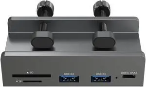 AINEX USB3.2 Gen1 Clamp Hub, A/C Port, SD/TF Card Reader, 5Gbps, Bus Power/Self Power, Securely Fixed with 2 Clamps, HUB-11 AINEX USB3.2 Gen1 Clamp Hub, A/C Port, SD/TF Card Reader, 5Gbps, Bus Power/Self Power, Securely Fixed with 2 Clamps, HUB-11