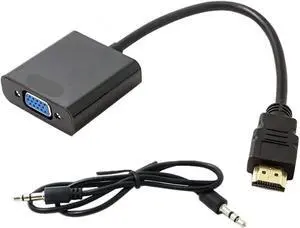 HDMI to V/GA+DC 3.5mm to with High-Definition TV Adapter Cord Supporting 1080(Black) HDMI to V/GA+DC 3.5mm to with High-Definition TV Adapter Cord Supporting 1080(Black)