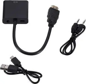HD 1080P HDMI to V/GA Converter Cord with Power Supply Male to Female Adapter for P;S/4 TV Box Laptops(Black with 2 Cables) HD 1080P HDMI to V/GA Converter Cord with Power Supply Male to Female Adapter for P;S/4 TV Box Laptops(Black with 2 Cables)