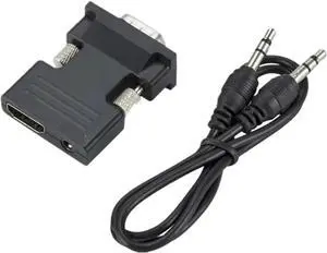 1080P HDMI-Compatible Female to V/GA Male Converter 3.5mm Adapter Support sig/nal Output Convertor with Cord HD2VGA(Black) 1080P HDMI-Compatible Female to V/GA Male Converter 3.5mm Adapter Support sig/nal Output Convertor with Cord HD2VGA(Black)