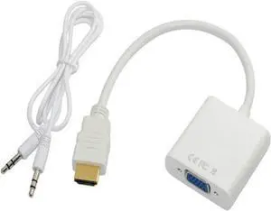 30PCS HDMI-Compatible to V/GA Converter Cord with Port(White) 30PCS HDMI-Compatible to V/GA Converter Cord with Port(White)