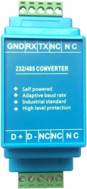 Industrial Grade RS232 to RS485 Converter Passive Adaptive baud Rate self conductance Rail Installation Industrial Grade RS232 to RS485 Converter Passive Adaptive baud Rate self conductance Rail Installation