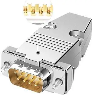 Metal DB9 Serial Plug Connector Gold-Plated 2 Rows 9 Pin RS232 Connectors Male Female DB 9 PLC Serial Adapter with Shell(S-Male) Metal DB9 Serial Plug Connector Gold-Plated 2 Rows 9 Pin RS232 Connectors Male Female DB 9 PLC Serial Adapter with Shell(S-Male)