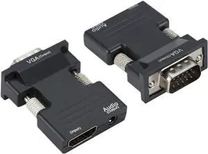 HDMI-Compatible Female to VGA Male Converter 3.5mm Audio Adapter Support 1080P Signal Output Convertor with Audio Cables HDMI-Compatible Female to VGA Male Converter 3.5mm Audio Adapter Support 1080P Signal Output Convertor with Audio Cables