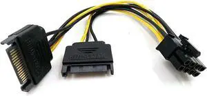 2x15Pin SATA to 6/8 Pin PCI-E SATA Cable Power Splitter Cable Power Supply Cable SATA Adapter Cable Graphics Card Power Cord(to 8 Pin) 2x15Pin SATA to 6/8 Pin PCI-E SATA Cable Power Splitter Cable Power Supply Cable SATA Adapter Cable Graphics Card Power Cord(to 8 Pin)