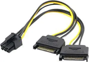 0.2m 2 SATA Power to 6Pin & 8 Pin (6+2) PCI Express PCI-E Video Card Power Cable Adapter(6pin to 2sata15pin) 0.2m 2 SATA Power to 6Pin & 8 Pin (6+2) PCI Express PCI-E Video Card Power Cable Adapter(6pin to 2sata15pin)