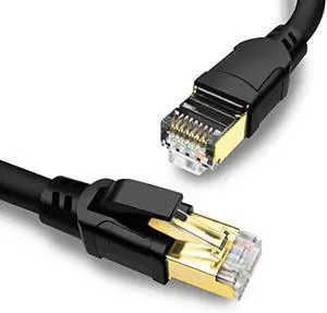 Yauhody CAT 8 Ethernet Cable 100FT, High Speed 40Gbps 2000MHz SFTP Internet Network LAN Wire Cables with Gold Plated RJ45 Connector for Router, Modem, PC, Switches, Hub, Laptop (30m/100ft) Black Yauhody CAT 8 Ethernet Cable 100FT, High Speed 40Gbps 2000MHz SFTP Internet Network LAN Wire Cables with Gold Plated RJ45 Connector for Router, Modem, PC, Switches, Hub, Laptop (30m/100ft) Black