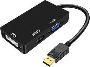 Displayport DP to DVI HDTV 3IN1 Adapter Converter Cable for Projector TV Computer PC(Black) Displayport DP to DVI HDTV 3IN1 Adapter Converter Cable for Projector TV Computer PC(Black)