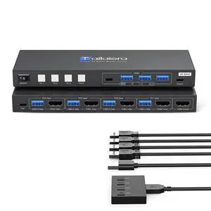 HDMI KVM Switch 1 Monitors 4 Computers - 4K@60Hz 4 Port KVM Switch for 4 Computers,Kvm Switch 4 Computers with 4 USB 3.0 Ports Share Keyboard Mouse Printer with 4 USB Cables and Desktop Controller HDMI KVM Switch 1 Monitors 4 Computers - 4K@60Hz 4 Port KVM Switch for 4 Computers,Kvm Switch 4 Computers with 4 USB 3.0 Ports Share Keyboard Mouse Printer with 4 USB Cables and Desktop Controller