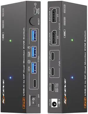 USB C KVM Switch 2 Monitors 2 Computers 4K@60Hz,2 Monitors KVM for 2 Laptops Share Dual External Displays and 4 USB3.2 Peripherals,10Gbps,PD 100W, Wired Remote,USB-C Cables and 12V Power Adapter USB C KVM Switch 2 Monitors 2 Computers 4K@60Hz,2 Monitors KVM for 2 Laptops Share Dual External Displays and 4 USB3.2 Peripherals,10Gbps,PD 100W, Wired Remote,USB-C Cables and 12V Power Adapter