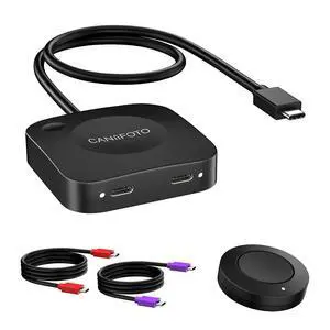 Caniifoto 20Gbps USB C Switch for 2 Computers, USBC Switcher Support 8K@60Hz 4K@120Hz Video/20Gbps Data Transfer/140W Charging, Compatible with USB-C/Thunderbolt 4 Device, 2 USB-C Cables Included Caniifoto 20Gbps USB C Switch for 2 Computers, USBC Switcher Support 8K@60Hz 4K@120Hz Video/20Gbps Data Transfer/140W Charging, Compatible with USB-C/Thunderbolt 4 Device, 2 USB-C Cables Included