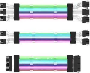 KUNSR 5V ARGB PSU Power Supply Extension Cable 24 Pin Motherboard Extension Cable Graphics Card 8-Pin RGB Glow Extension Cable(24P Black) KUNSR 5V ARGB PSU Power Supply Extension Cable 24 Pin Motherboard Extension Cable Graphics Card 8-Pin RGB Glow Extension Cable(24P Black)