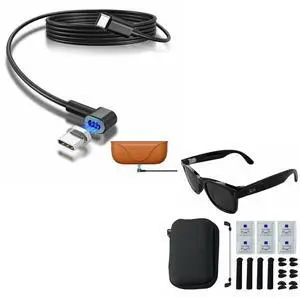 2-in-1 Smart Glasses Charging & Care Kit Compatible with Ray-Ban & Oakley Meta Magnetic USB-C Charger Cable with Handshake Protocol + Accessories Set with Storage Case, Nose Pads, Lanyard & Cleaning 2-in-1 Smart Glasses Charging & Care Kit Compatible with Ray-Ban & Oakley Meta Magnetic USB-C Charger Cable with Handshake Protocol + Accessories Set with Storage Case, Nose Pads, Lanyard & Cleaning