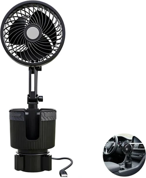 2-in-1 Car Cooling Fan, 6 in / 15.2 cm USB Powered Vehicle Fan with Cup Holder, Telescopic Rotating Mount, Adjustable Base, 5V Universal Fit for Cars, Trucks and SUVs 2-in-1 Car Cooling Fan, 6 in / 15.2 cm USB Powered Vehicle Fan with Cup Holder, Telescopic Rotating Mount, Adjustable Base, 5V Universal Fit for Cars, Trucks and SUVs