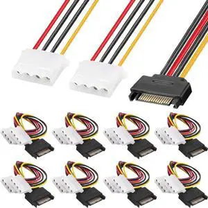 KUNSR SATA to LP4 15 Pin SATA Male to 2 x 4 Pin IDE Female Y Splitter Power Cable Adapter KUNSR SATA to LP4 15 Pin SATA Male to 2 x 4 Pin IDE Female Y Splitter Power Cable Adapter
