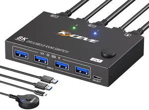 MLEEDA Displayport KVM Switch 1 Monitors 2 Computers 8K@30Hz 4K@144Hz, USB3.0 DP KVM Switches for 2 Computers Sharing Single Monitor and Keyboard Mouse Printer,Wired Remote and 2 USB Cables Included MLEEDA Displayport KVM Switch 1 Monitors 2 Computers 8K@30Hz 4K@144Hz, USB3.0 DP KVM Switches for 2 Computers Sharing Single Monitor and Keyboard Mouse Printer,Wired Remote and 2 USB Cables Included