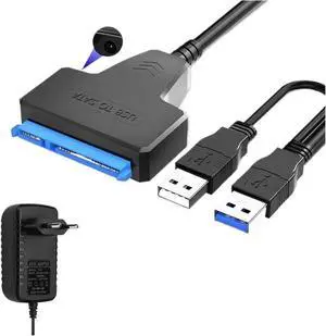 External CD-ROM/SSD HDD USB 3.0 to SATA2.0, 12V2A Adapter Data Cable 2.5/3.5 Desktop Hard Drive Converter(with Power Adapter,Dual USB 3.0) External CD-ROM/SSD HDD USB 3.0 to SATA2.0, 12V2A Adapter Data Cable 2.5/3.5 Desktop Hard Drive Converter(with Power Adapter,Dual USB 3.0)