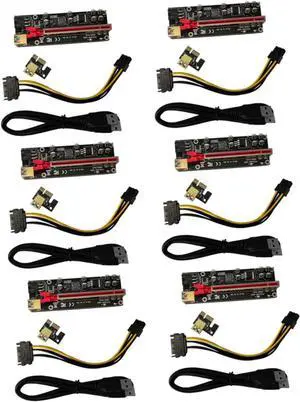 6sets Pci-e to Riser Adapter Card USB Pci Express for Gpus Stable Data Transmission Suitable for Mining and Gaming Rigs High-Performance Accessory 6sets Pci-e to Riser Adapter Card USB Pci Express for Gpus Stable Data Transmission Suitable for Mining and Gaming Rigs High-Performance Accessory